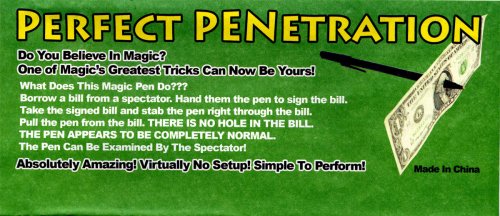 Magic Makers Perfect PENetration - Magic Pen Thru Dollar Bill Trick with How To Instructions