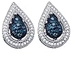 Stunning 0.40 Ctw. Blue and White Diamond Teardrop Shaped Earrings