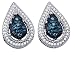 Stunning 0.40 Ctw. Blue and White Diamond Teardrop Shaped Earrings