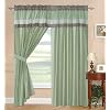 Chezmoi Collection Solid 3 Tone Design Sage, Beige, with Brown Window Curtain / Drape Set with Sheer Backing