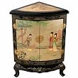 Handmade Asian Furniture - 28" Black & Gold Lacquer Chinese Corner Cabinet - Imperial Maiden Design