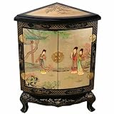 Asian Corner Cabinet - Gold/ Black