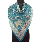 Iba Turquoise Blue Silk Scarf Animal Print Wrap Lady Neck Pure Silk Scarves Hijab 40