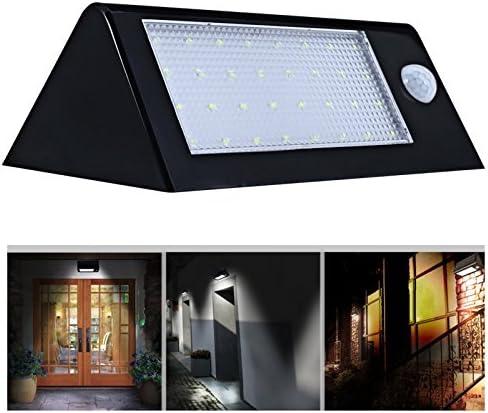 Super Bright 32-LED Solar Powered Lights Outdoor Waterproof Wall Lamp Motion Sensor Detector Door Step Stairway Path Landscape Garden Floor Wall Patio Lighting(Black-1Pack)