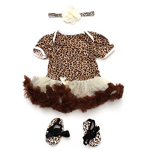 TANZKY 3pcs Infant Baby Girls Leopard Printed Dress
