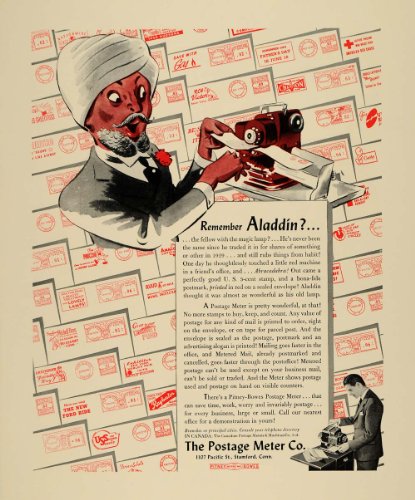 1940 Ad Aladdin Postage Meter Stamp Stamford Mail - Original Print Ad