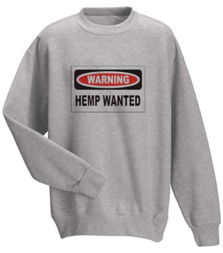 HEMP WANTED Adult Sweatshirt ASH GREY XX-LARGE (2X)