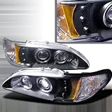 94 95 96 97 98 Ford Mustang Halo Projector Headlights - Black (Pair) by