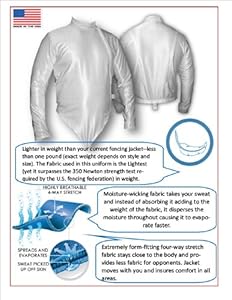 Mens Right Handed Nylon polyester foil/epee/sabre front zip fencing jacket