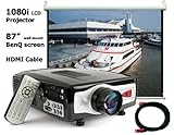 1080i HDMI Video Theater LCD Projector 4 wii, PS3, XBox, DVD, Playstation, Gamecube, INCLUDING 87" B