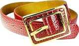 Vecceli Italy Crocodile Skin Embossed Womens Belt BT-108CROCRED