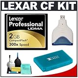 Lexar Professional 2GB UDMA 300x CompactFlash (CF) Memory Card with USB 2.0 Card Reader + Universal Memory Card Case + 6-Piece DSLR Cleaning Kit
