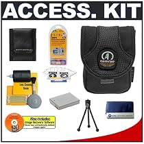 Accessory Kit for Canon Powershot Digital Cameras (SD950 IS, SD900, SD870 IS, SD850 IS, SD800 IS, SD790 IS, SD700 IS) with Tamrac 5204 T4 Deluxe Camera Bag (Black) + Spare NB-5L Replacement Battery for Canon