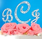Swarovski Crystal Vintage Elegance Initial Letter Monogram Wedding Cake Topper