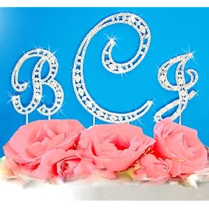 Swarovski Crystal Vintage Elegance Initial Letter Monogram Wedding Cake Topper