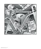 Relativity by M. Escher. Art Print Poster FRAME IT.. 21.5 inches width by 25.5 inches height. Highest Quality Art Poster Print