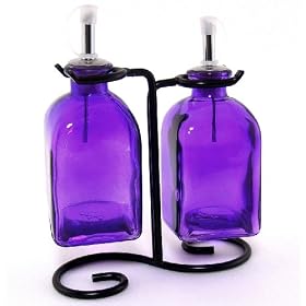 Buy Country Olive Oil & Vinegar Kitchen Dispensers Decorative Bottles 2pc ~ Purple Glass Roman...