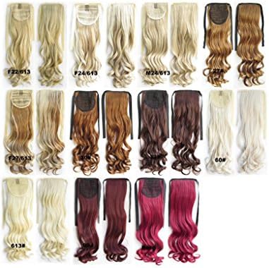 22inch 80g Clip In Pony Tail Hair Extension Wrap Around Ponytail Hair Extension Piece Light Brown color F24/613