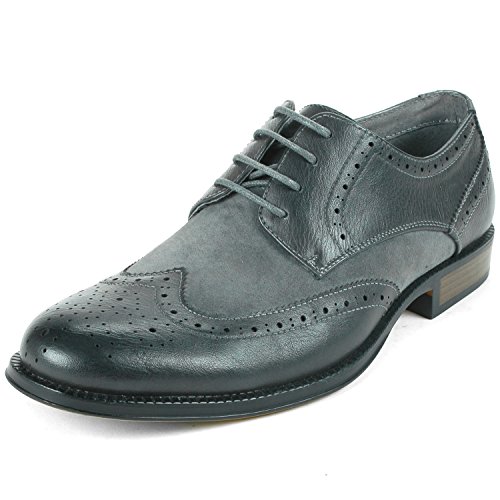 Alpine Swiss Zurich Mens Wing Tip Oxfords TwoTone Brogue Medallion Gray 12 M US