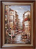 IMAGE OF Yosemite Home Decor 34 by 30-Inch Venice Water Canals Framed Hand Painted Traditional Oil Artwork, Scenic