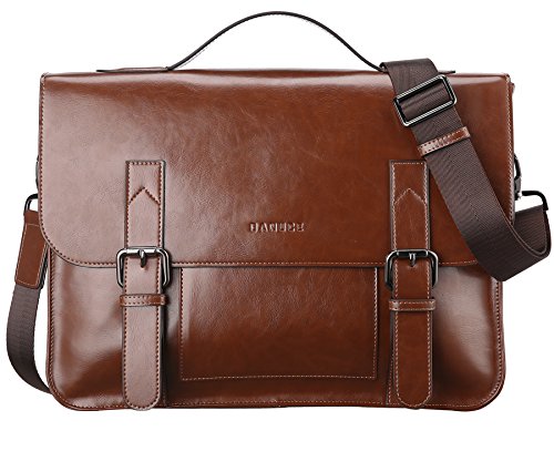 Banuce Vintage Pu Leather Tote Briefcase Shoulder Messenger Bag