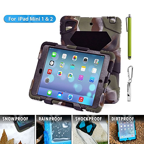 Amazon.com: ACEGUARDER Apple Ipad Mini 2 Case Waterproof Rainproof Shockproof Kids Proof Case for Ipad Mini 2 (Gifts Outdoor Carabiner + Whistle + Handwritten Touch Pen) (CAMO/BLACK): Computers & Accessories