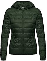 Wantdo Women's Hooded Packable Ultra Light Weight Down Coat Short Outwear(Blackish Green,US X-Small)
