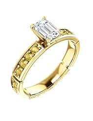 10K Yellow Gold Emerald Cut White and Yellow Diamond Ring -- LIFETIME WARRANTY