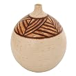 Unique Handcrafted Cream And Chocolate Terracotta Bulb Vase With Ethnic Design