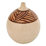 EXP Unique Handcrafted Cream And Chocolate Terracotta Bulb Vase With Ethnic Design