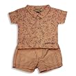 Sophie Catalou - Newborn And Infant Girls Short Sleeve Short Set, Pink, Brown Sophie Catalou - Newborn And Infant Girls Short Sleeve Short Set, Pink, Brown