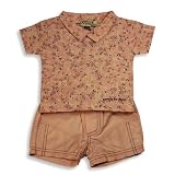 Sophie Catalou - Newborn And Infant Girls Short Sleeve Short Set, Pink, Brown