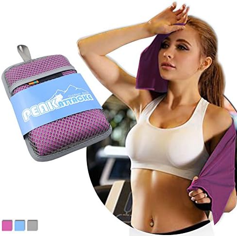 Outdoor Fast Drying Microfiber sports Towel Easy to Carry and Ultra Light for Camping, Travel, Running, Yoga, Fitness, Golf 1 Pack/Purple