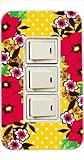 3ヶ口用 3口用 タイプ コンセント スイッチ カバー ジャケット 華ドット-E 花柄 ハイビスカス ドット カスタムカバー 交換用 3穴用 2穴用
