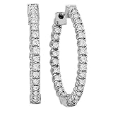 Diamond Hoop Earrings in 14k White Gold 1 inch in Length (1.50 ctw) 51h6jEPV8uL. SL160 Diamond Hoop Earrings in 14k White Gold 1 inch in Length (1.50 ctw)