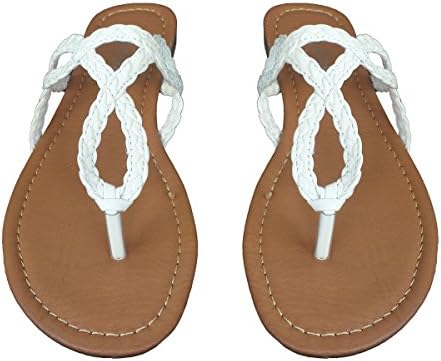 Elegant Women's Fashion Braided Straps White Color Flip Flop Sandals White 6 , M US