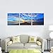 Wieco Art 3 Piece Giclee Canvas Prints Wall Art Ocean Beach Pictures Paintings for Living Room Bedroom Home Office Decorations Bridge Under Sunset Modern Stretched and Framed Blue Landscape Artwork