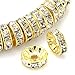 RUBYCA 100pcs Round Rondelle Spacer Bead Gold Tone 6mm White Clear Czech Crystal
