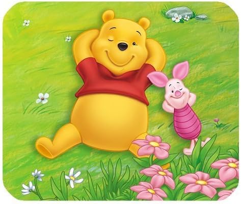 Cartoon Winnie The Pooh Durable Standard Rectangle Black Mouse Pad Mat