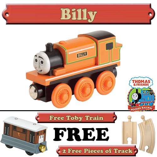 Billy from Thomas The Tank Engine Wooden Train Set - Free 2 Pieces of Track & Free Toby Train