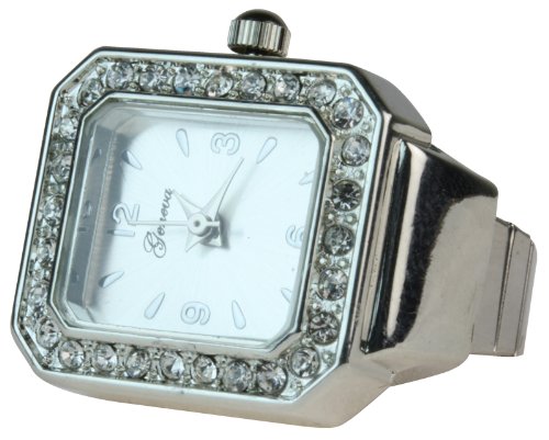 Crystal Studded Fashion Ring Watch