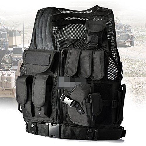 OneTigris Deluxe Tactical Cross Draw Vest W/Pistol Airsoft Paintball War Game Protective Vest Modular Chest Set Vest Pistol Vest