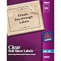 Avery Clear Full-Sheet Labels for Inkjet Printers, 8.5 x 11-Inches, Pack of 10 (18665)