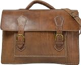 Leder Umhängetasche Vintage Laptoptasche Ledertasche Uni Schule Beruf A4- Hefter B9