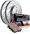 Power Stop K1449 Front Ceramic Brake Pad and Cross Drilled/Slotted Combo Rotor One-Click Brake Kit