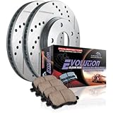 Power Stop K2069 Front Ceramic Brake Pad and Cross Drilled/Slotted Combo Rotor One-Click Brake Kit