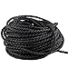 Navifoce 3mm 65 Feet Round Folded Bolo Braided PU Leather Cords for Necklace Bracelet Jewelry Making(Black)