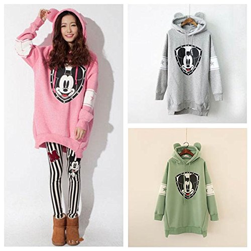 ペアルック 耳付き フード付き 　春　秋ファションペアルックパーカー ミッキー ワンピース ミッキーパーカー　ミッキートレーナー ディズニー キャラクター ミッキーマウス トップス レディース長袖 カジュアル