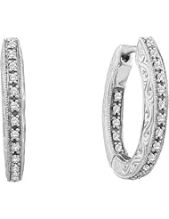 0.25CTW ROUND DIAMOND LADIES FASHION HOOPS EARRINGS