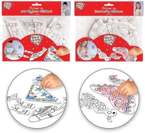 4 x Boys Jet Fighter Plane Gliders Colouring Party Loot Bag Creative Fun Games